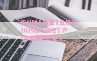 伊川财‮实源‬业投资2025债‮资权‬产1号政府债定融