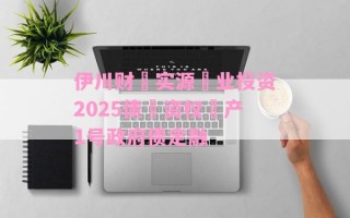 伊川财‮实源‬业投资2025债‮资权‬产1号政府债定融