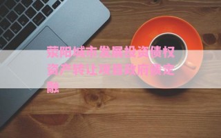 荥阳城市发展投资债权资产转让项目政府债定融